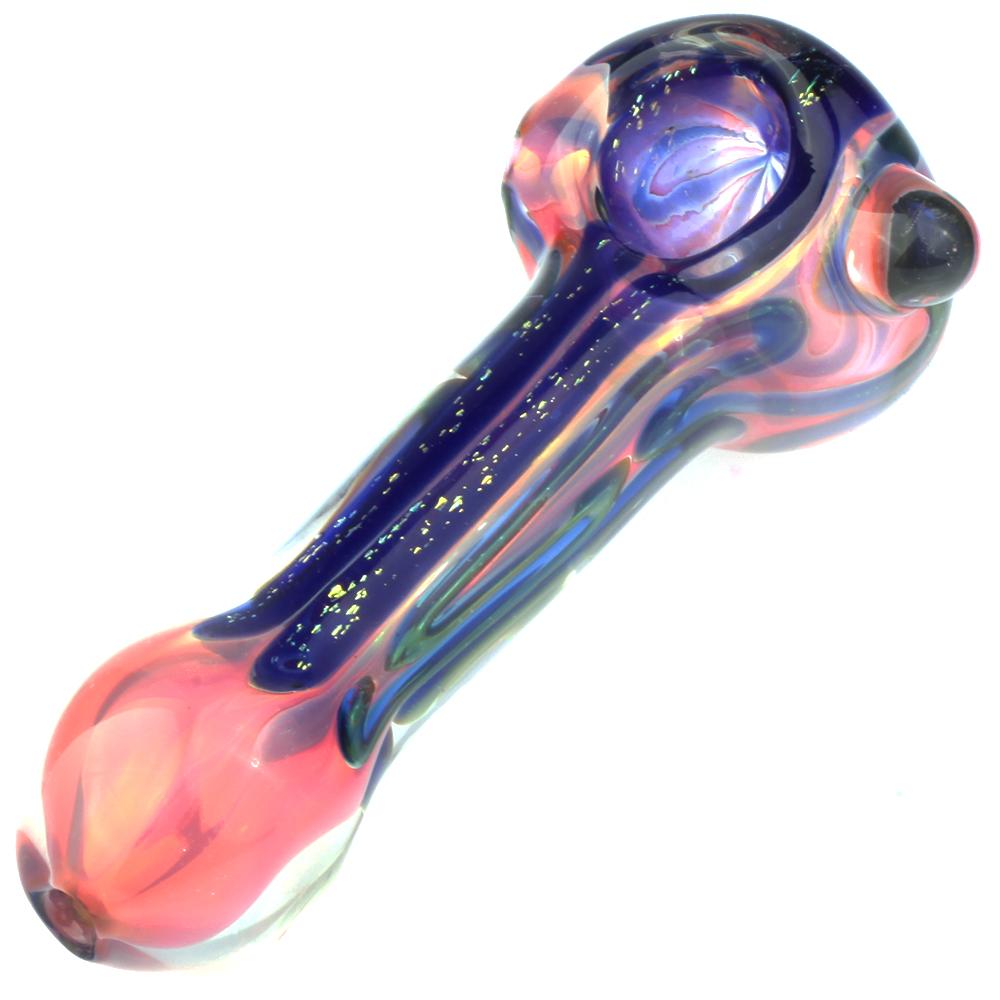 Fumed Purple Color Changing Glass Spoon Pipe w/ Glass Marble - KikVape